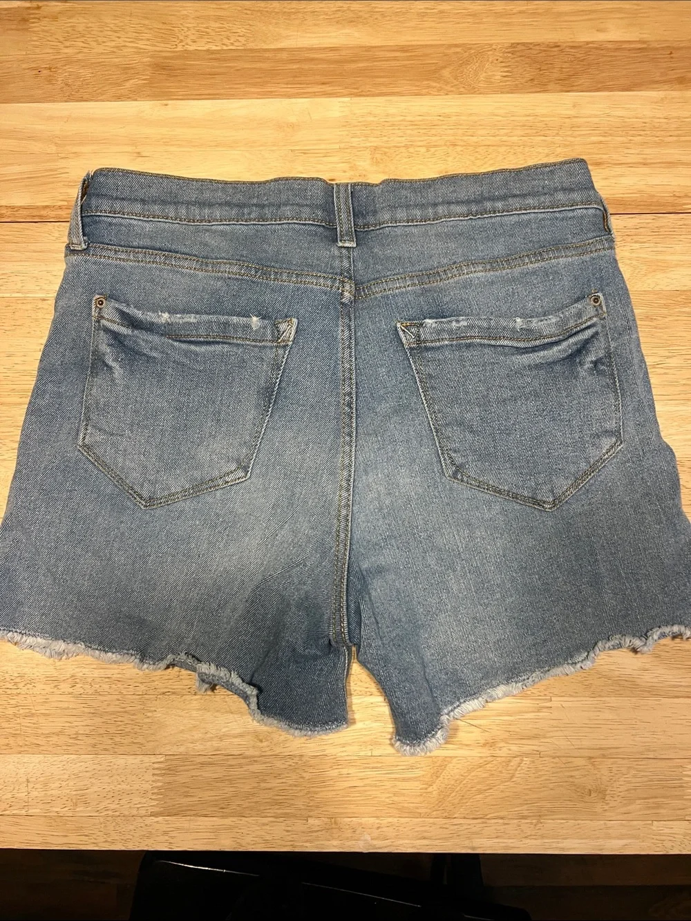Kensie Medium Blue Distressed Denim Cutoff Shorts